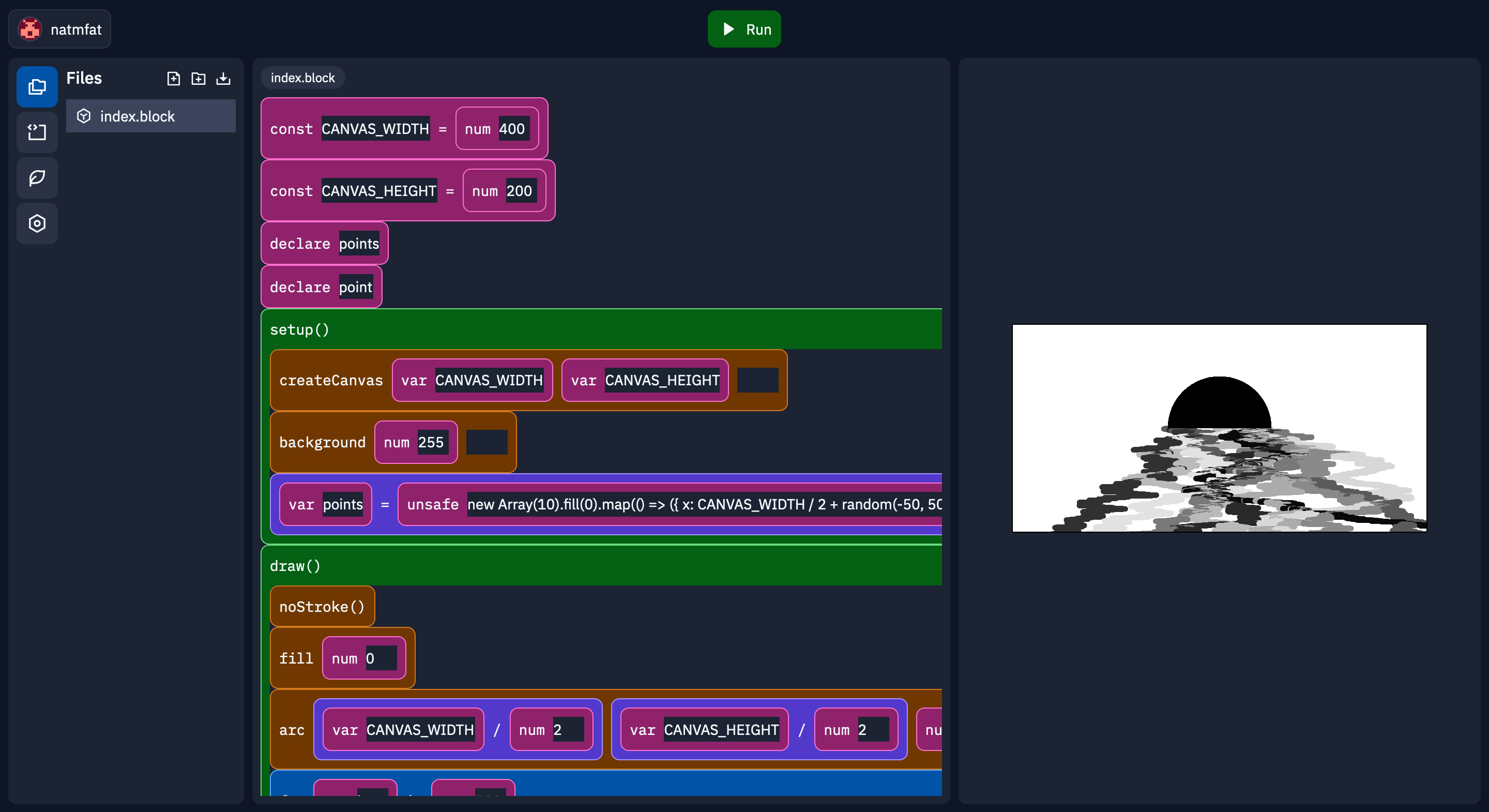 Blockpit with a "sunset" template